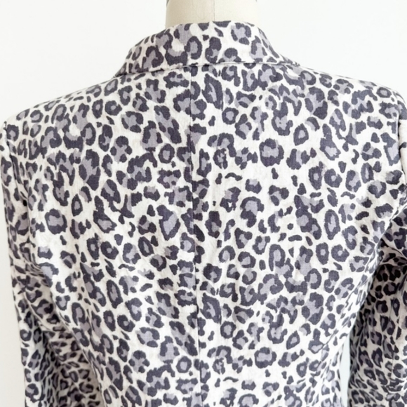 Rachel Zoe Linen Blend Leopard Print Blazer Jacket - Pastel Eclectic Animal - Picture 8 of 12